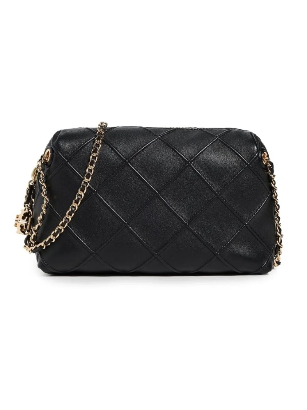 NEW Tory Burch Fleming Soft Black Quilted Leather Crossbody Bag